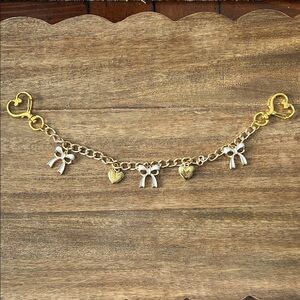 Bag Charm/ Chain Gold Tone & White Enamel New